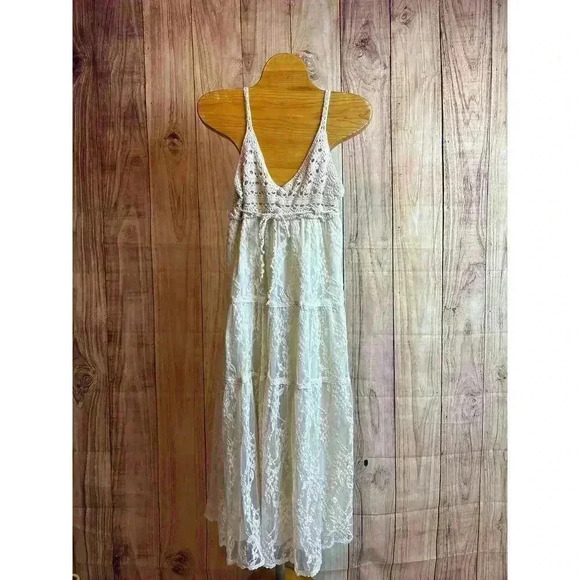 Dazzlin for Brilliant Girls Lace and Crochet Boho Dress Cream Size S READ - Picture 1 of 8